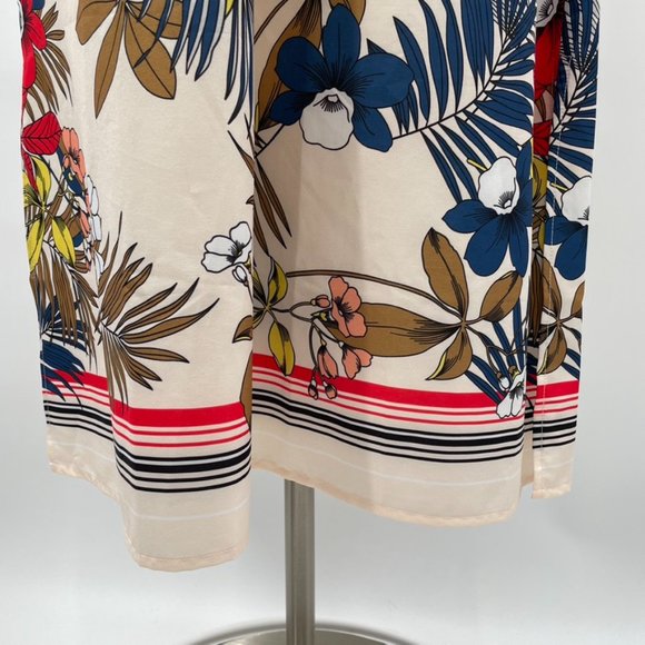 BASIC MODEL Womens Cream Floral Belted Maxi Boho Chic Dress  Size Large L - Picture 4 of 11